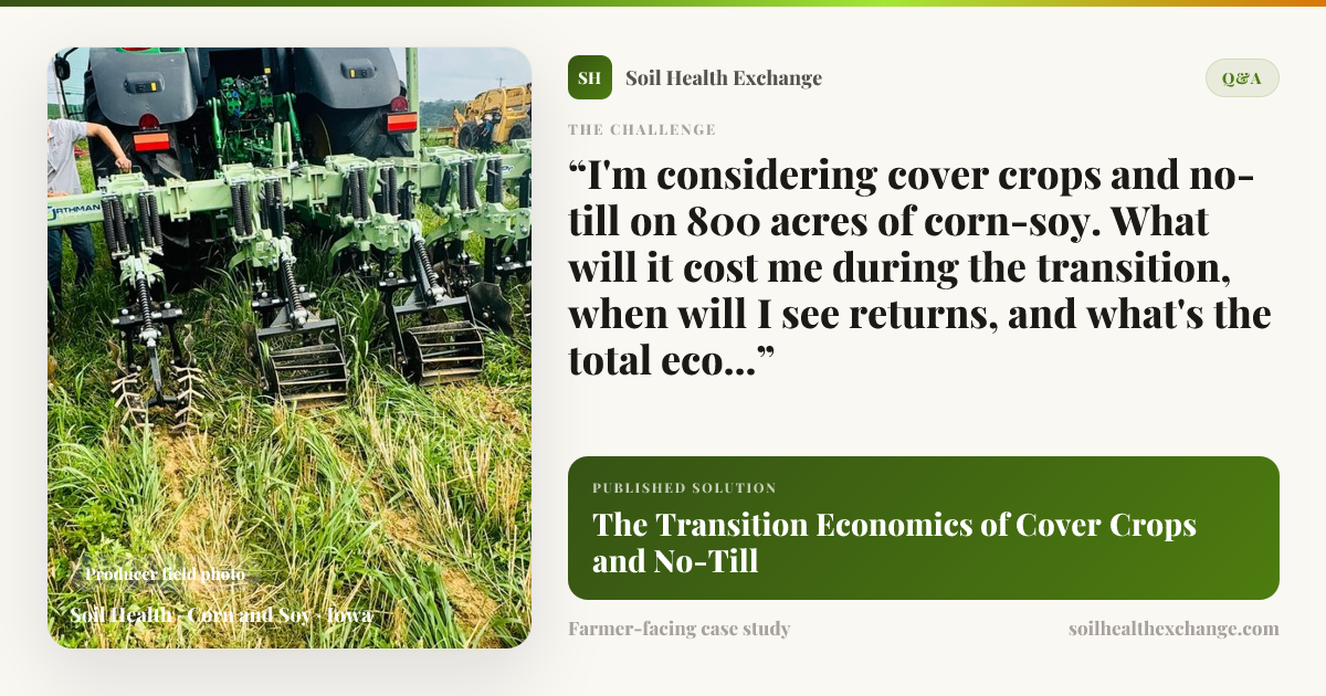 The Transition Economics of Cover Crops and No-Till | Soil Health Exchange